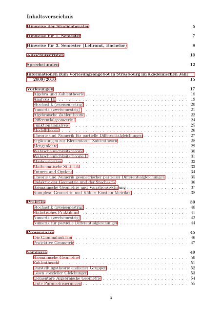 Kommentiertes Vorlesungsverzeichnis WS 09 10 - Mathematisches ...