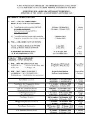 Academic Calendar - INBIOSIS - Universiti Kebangsaan Malaysia