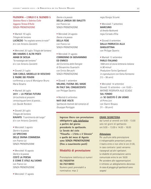 Scarica l'edizione di Luglio / Agosto - Fondazione Biblioteca di via ...