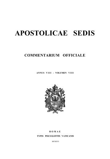 acta apostolicae sedis commentarium officiale - Libr@rsi