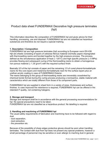 Product data sheet FUNDERMAX Decorative ... - Sisteme-fatade.ro