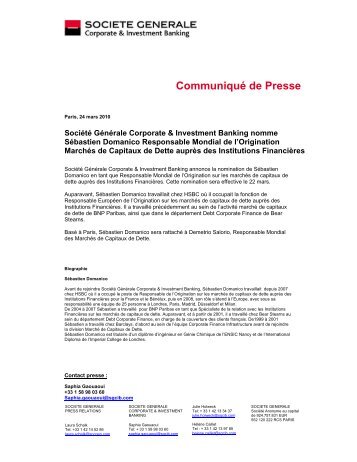 Communiqué de Presse - Societe Generale