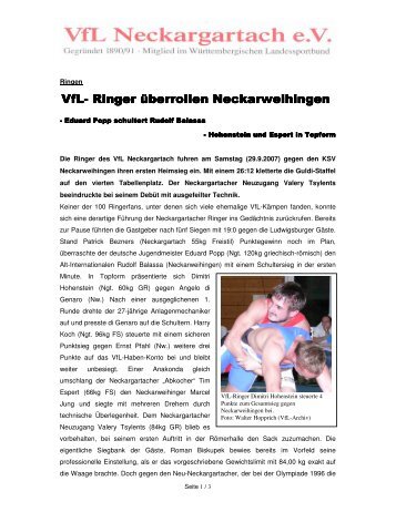 VfL- Ringer überrollen Neckarw eihingen Ringer überrollen ...