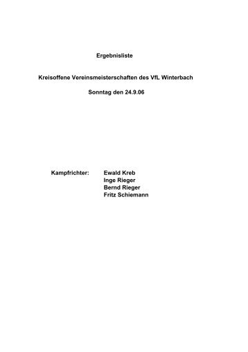 Ergebnisliste Kreisoffene Vereinsmeisterschaften ... - VfL Winterbach