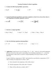 Tutoring Worksheet for Basic Logarithms 1. Evaluate the following ...