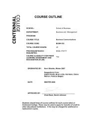 COURSE OUTLINE - Centennial College