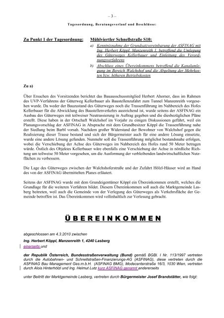 1. Gemeinderatssitzung vom 4. März 2010 (319 KB) - .PDF - Lasberg