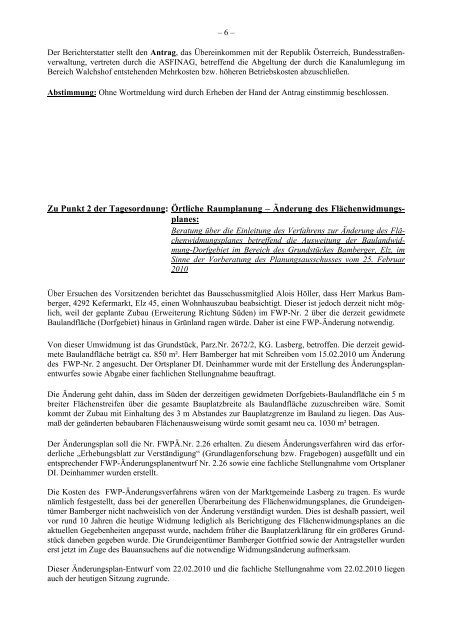 1. Gemeinderatssitzung vom 4. März 2010 (319 KB) - .PDF - Lasberg