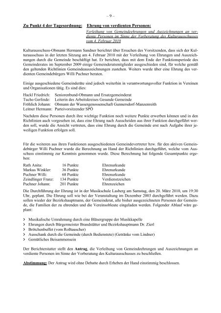 1. Gemeinderatssitzung vom 4. März 2010 (319 KB) - .PDF - Lasberg