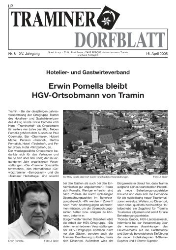 Erwin Pomella bleibt HGV-Ortsobmann von ... - Traminer Dorfblatt