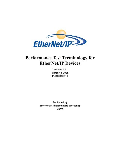 Performance Test Terminology for EtherNet/IP Devices - ODVA