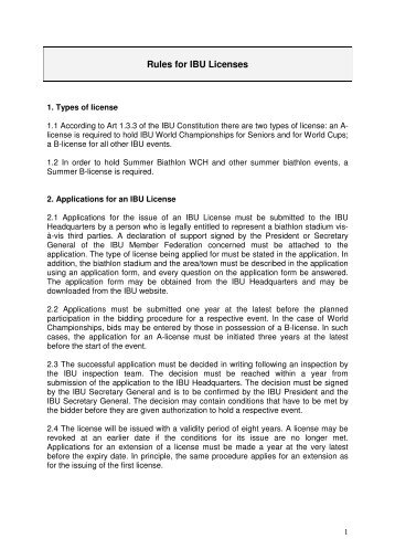 Rules for IBU Licenses - International Biathlon Union