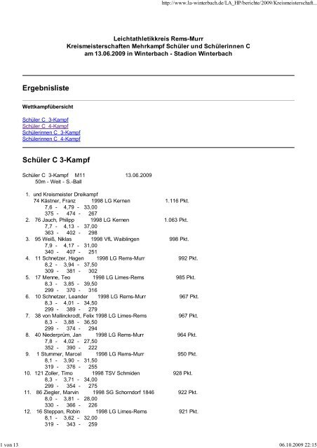 Ergebnisliste Kreismeisterschaften Mehrkampf ... - VfL Winterbach