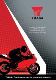 Motorcycle Battery Application and Specification Guide 2013 - Yuasa