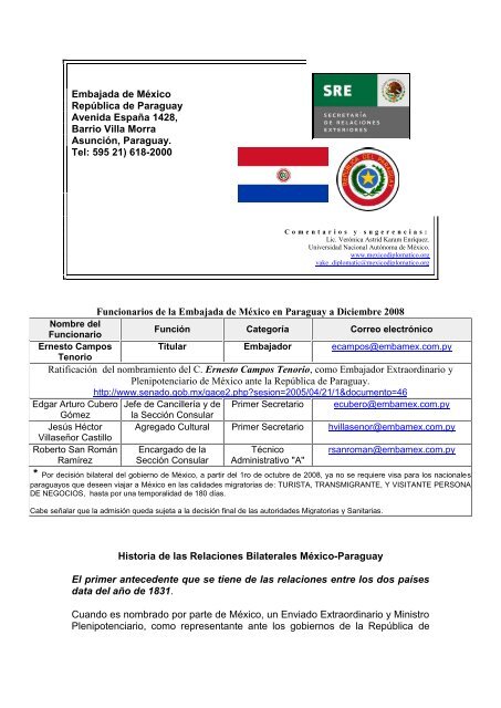 Embajada de México en Paraguay - México Diplomático