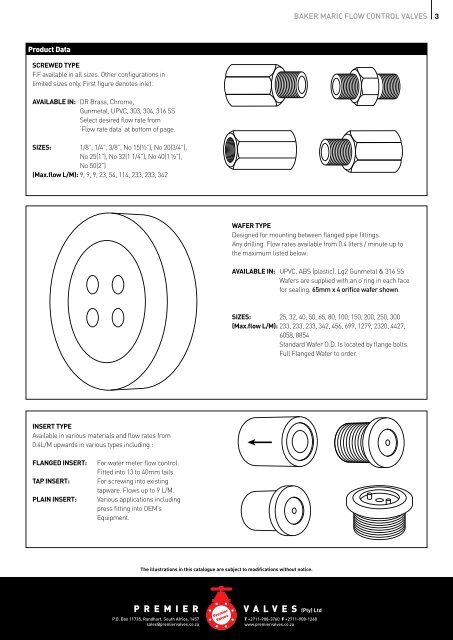 Baker maric flow control valves - Premier Valves