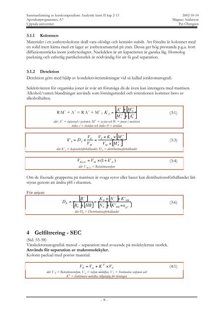 Anteckningar analytisk kemi II