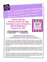 Patricia Oelwein Flier - Down Syndrome Guild of Greater Kansas City