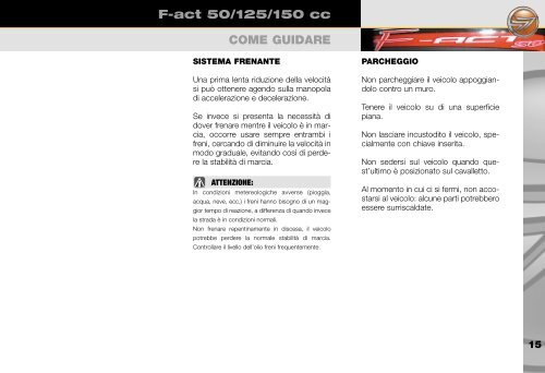 Manuale utente F-act 50/125/150 cc