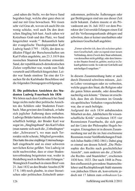 Ludwig Feuerbachs politisches Credo und Handeln1