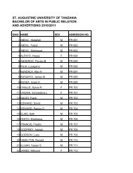 PRE-ENTRY SELECTION - Saint Augustine University of Tanzania