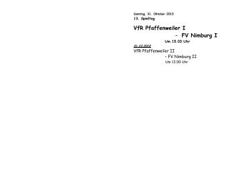 Der FV Nimburg - VfR Pfaffenweiler