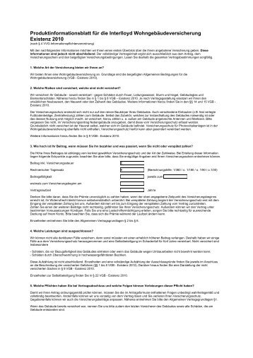 Produktinformationsblatt ... - bei der Interlloyd