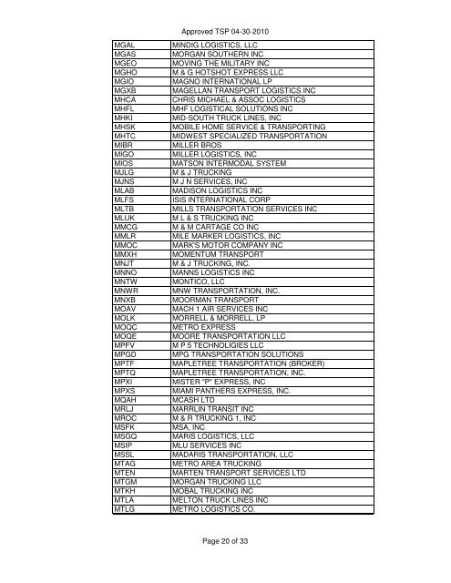 Freight Transportation Service Providers - GSA