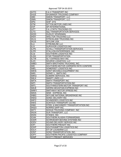 Freight Transportation Service Providers - GSA