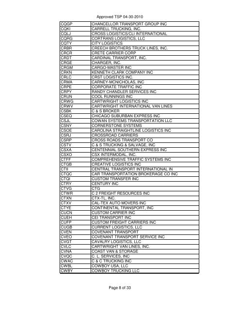 Freight Transportation Service Providers - GSA