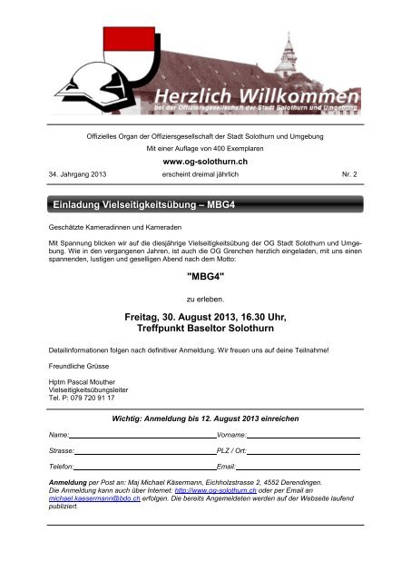 Bulletin 2 - Offiziersgesellschaft Stadt Solothurn & Umgebung