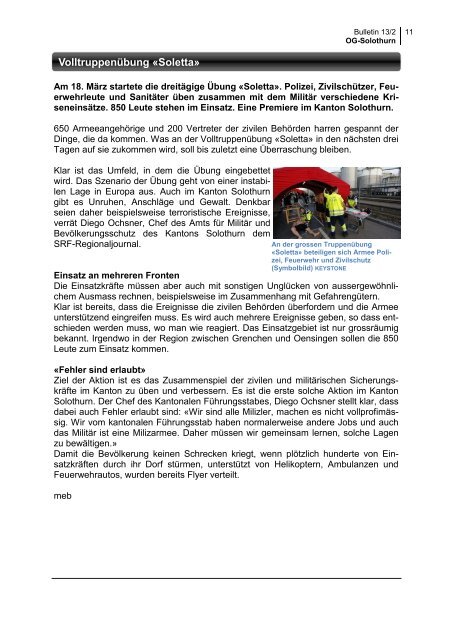 Bulletin 2 - Offiziersgesellschaft Stadt Solothurn & Umgebung