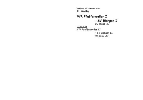 SV Biengen - VfR Pfaffenweiler