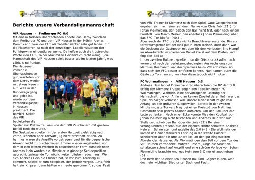 Übersicht Verbandsliga Saison 05/ 06 Saison 06 - VfR Merzhausen