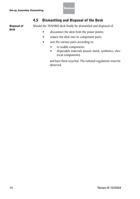 Assembly Instruction- Desk - Steelcase Village