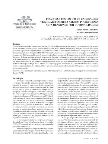 projeto e protÃ³tipo de carenagem veicular (fÃ³rmula sae) - fipai