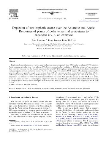 Depletion of stratospheric ozone over the Antarctic and Arctic ...