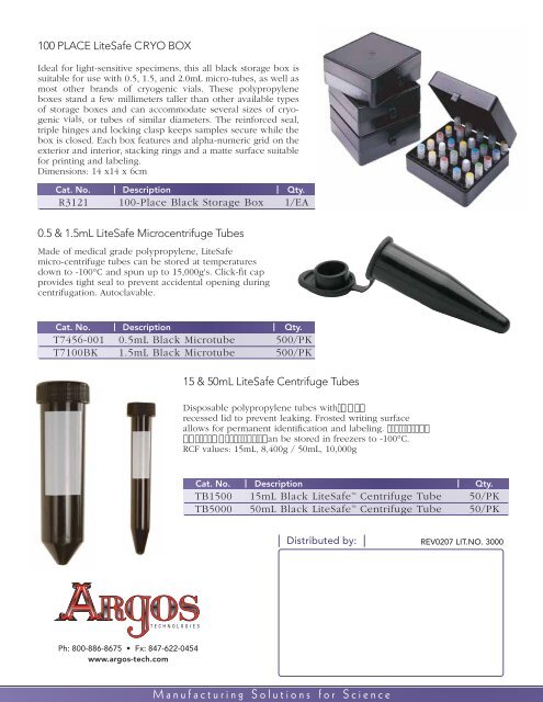 Download Product Literature - Argos Technologies