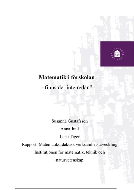 Matematik I Forskolan Finns Det Inte Redan