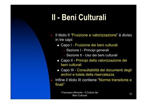 7 - Il Codice dei Beni Culturali