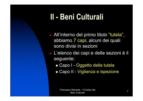 7 - Il Codice dei Beni Culturali