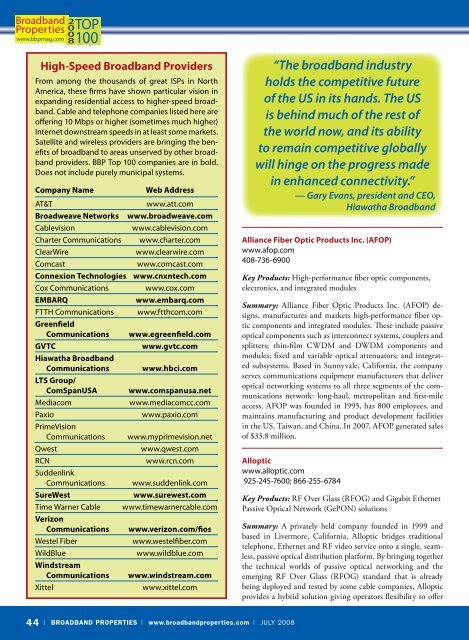 TecHnoLoGy - Broadband Properties