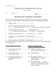 reaffirmation agreement cover sheet - United States Bankruptcy ...
