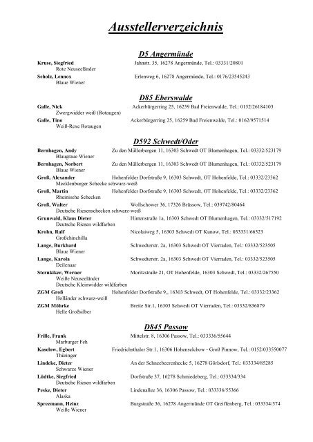 6. Vereinsschau des RKZV D592 Schwedt/Oder (PDF) - 1Blu