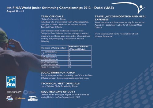 4th FINA World Junior Swimming Championships 2013 â Dubai (UAE)