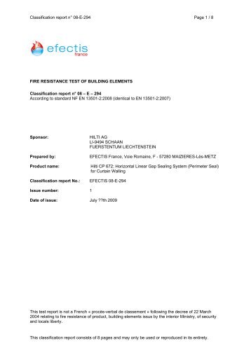 Classification report n° 08-E-294 Page 1 / 8 This classification ... - Hilti