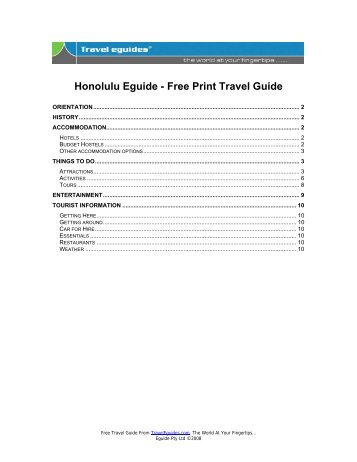 Honolulu Eguide - Free Print Travel Guide - Travel Guides