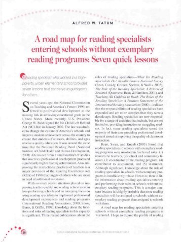 A road map for reading specialists entering schools ... - Oncourse