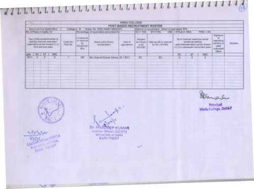 Roster Non Teaching Staff - Hindu College