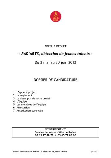 Dossier candidature appel Ã  projet RAD'ART_ - MJC de Rodez